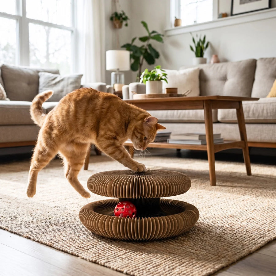 Cat mid-hunt on the Pawflex Paw Relief